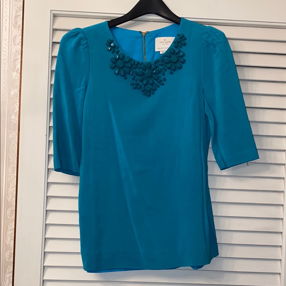 Kate Spade Teal Embellished Women's Top 0